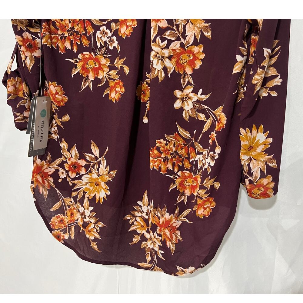 Daniel Rainn Top Koda Split Neck Floral Blouse Women's Size Small Petite NEW - Picture 7 of 10